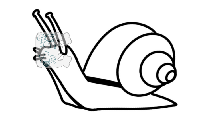 A simple garden snail line-art I made a while ago as reference for a face paint stand I ran for an event.