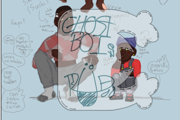 A couple characters, Simon and Kevin, from a comic I was working one. This was an exploration sketch used to flesh out some design details